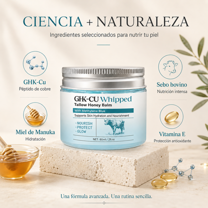 Beef Tallow Balm con Miel, GHK-Cu y Azul de Metileno