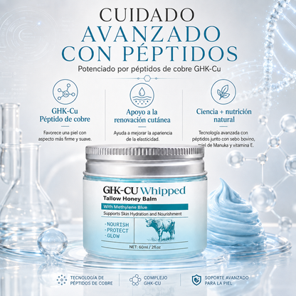 Beef Tallow Balm con Miel, GHK-Cu y Azul de Metileno
